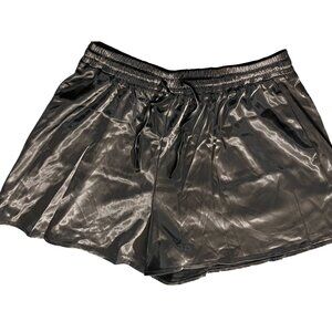 Halara Satin Drawstring Elastic Waist Shimmery Casual Shorts Sz Medium Womens Bl